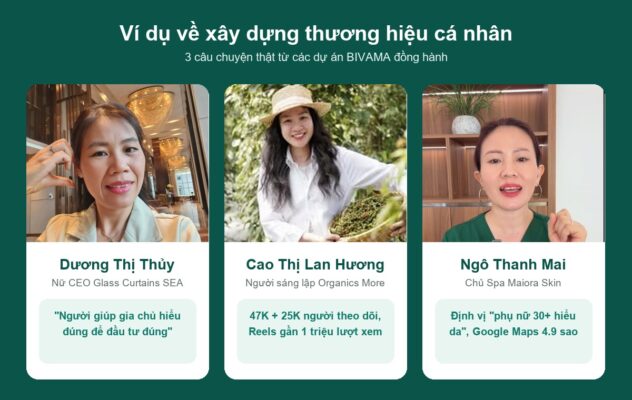 Ví dụ về xây dựng thương hiệu cá nhân: chị Dương Thị Thủy, chị Cao Thị Lan Hương và chị Ngô Thanh Mai